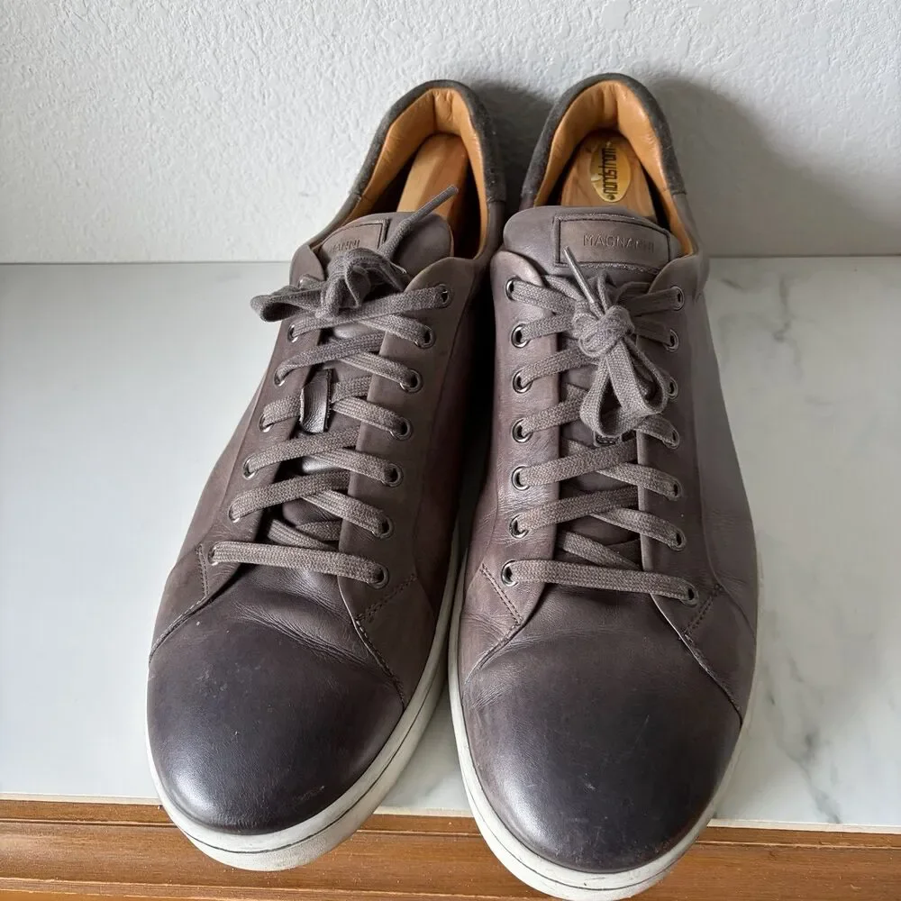 Magnanni Mens Elonso Low Sneaker Size 15 M Brown Leather Casual Shoe Museum Calf